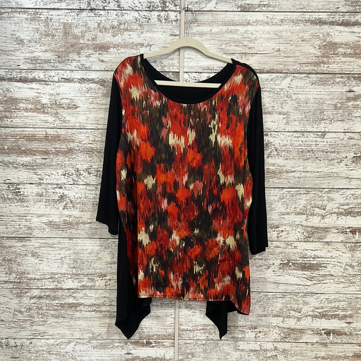 BLACK/ORANGE LONG SLEEVE TOP