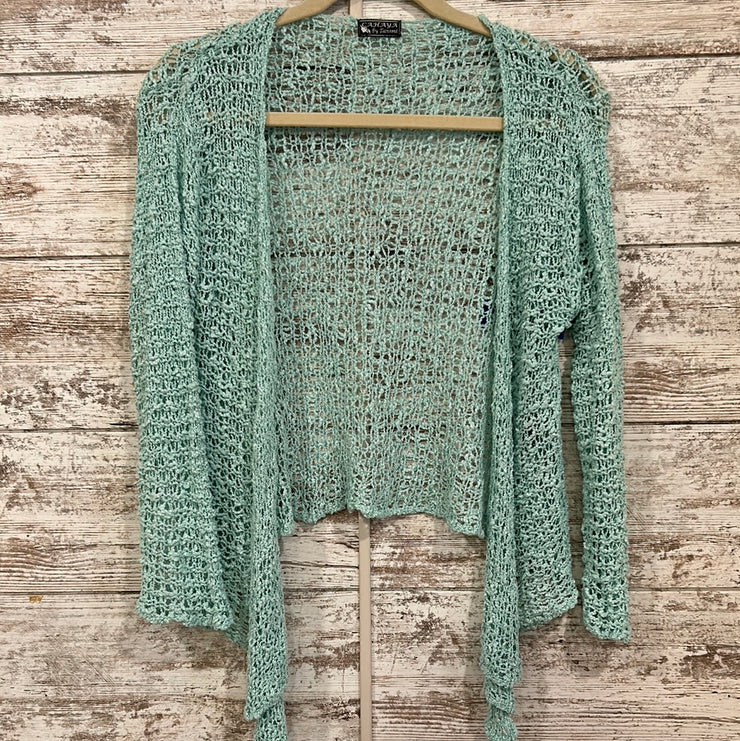 GREEN CROCHET OPEN SHRUG