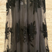 BLACK/FLORAL LONG EVENING GOWN