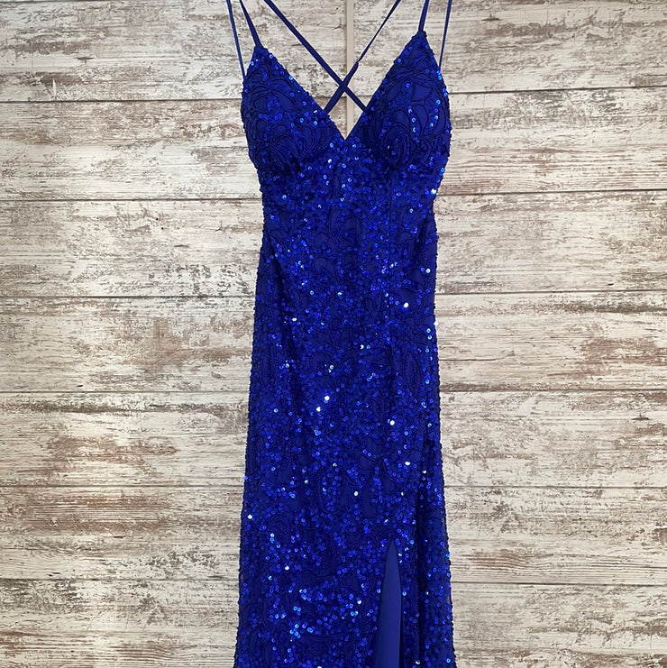 ROYAL BLUE SEQUIN LONG DRESS