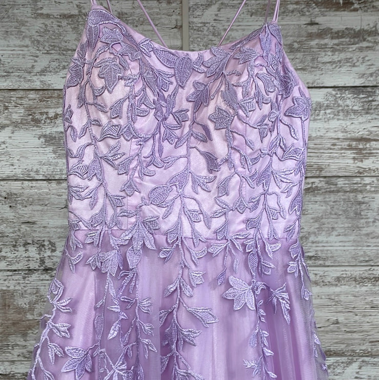 LAVENDER/FLORAL A LINE GOWN