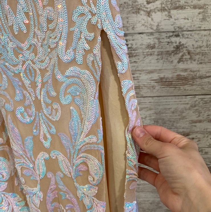 TAN FULL SEQUIN LONG DRESS