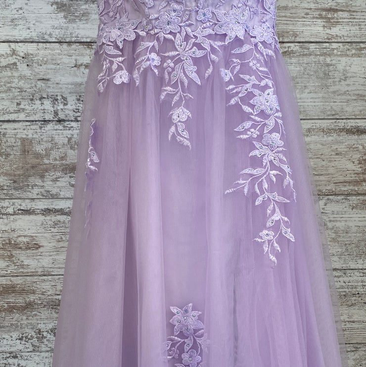LAVENDER/FLORAL A LINE GOWN