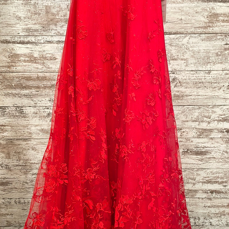 RED/FLORAL A LINE GOWN (NEW)