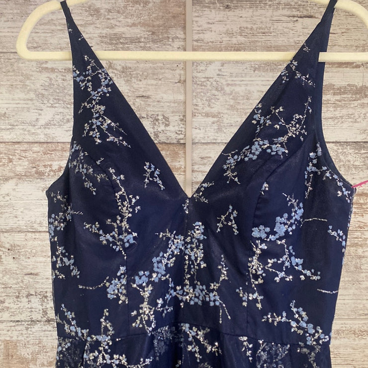 NAVY/SILVER SPARKLY A LINE GOW