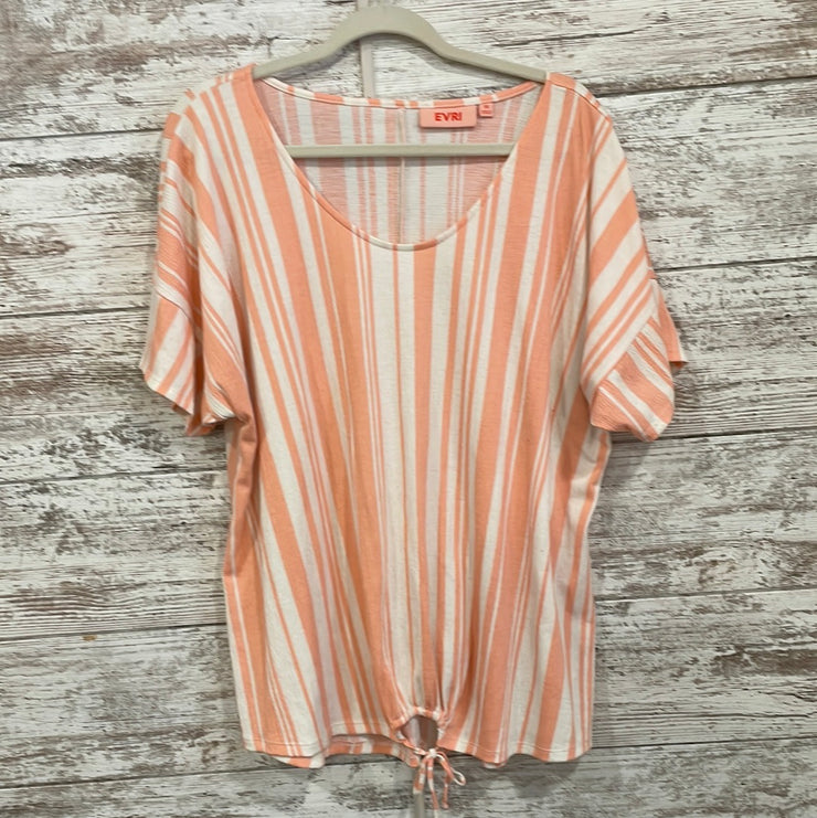PEACH/WHITE SHORT SLEEVE TOP
