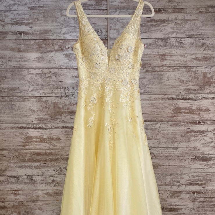 YELLOW/FLORAL A LINE GOWN