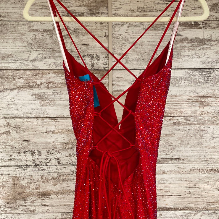 RED SPARKLY LONG EVENING GOWN