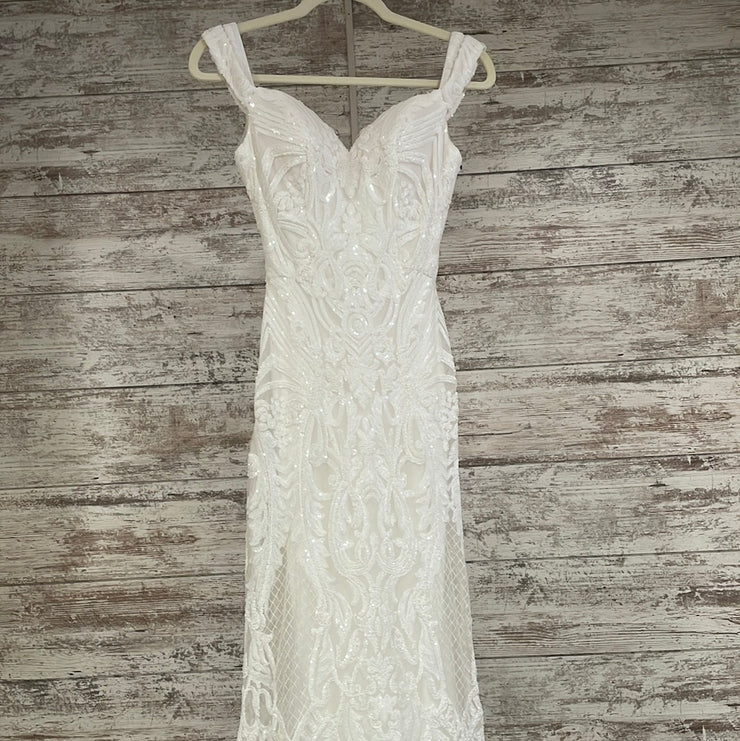 WHITE SEQUIN LONG DRESS (NEW)