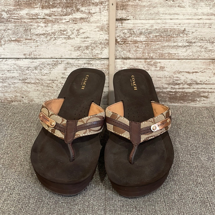 TAN/BROWN WEDGE SANDALS $175