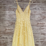 YELLOW/FLORAL A LINE GOWN