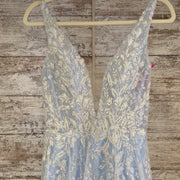 BLUE SPARKLY A LINE GOWN