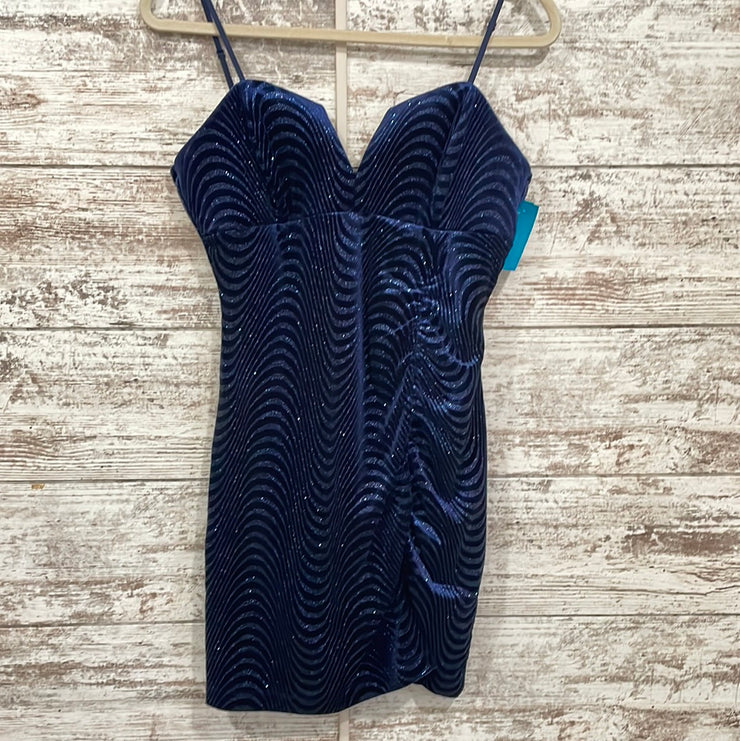 NAVY VELOUR SPARKLY SHORT DRES