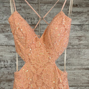 PEACH LACE LONG DRESS (NEW)