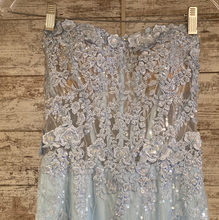 BLUE FLORAL MERMAID GOWN