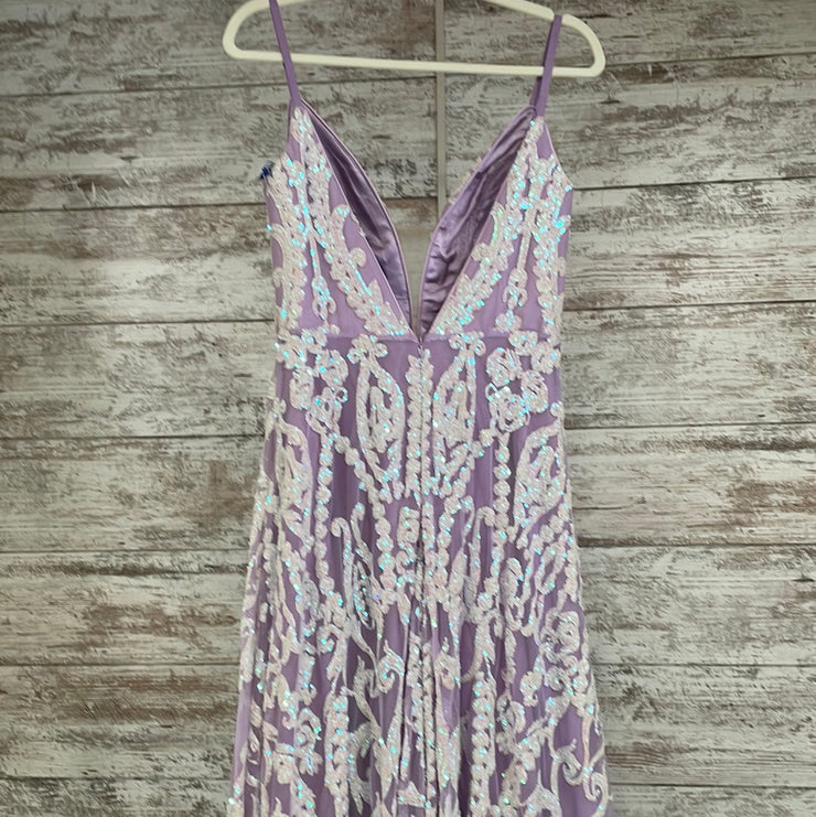 PURPLE/WHITE A LINE GOWN (NEW)