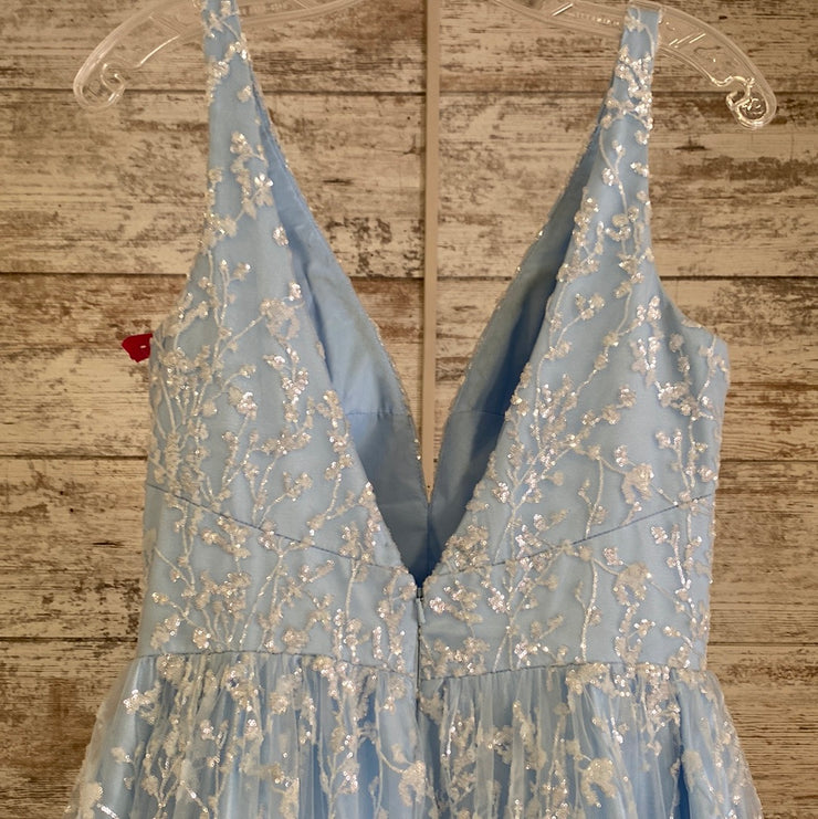 BLUE SPARKLY A LINE GOWN