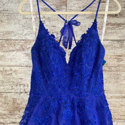 ROYAL BLUE SPARKLY A LINE GOWN