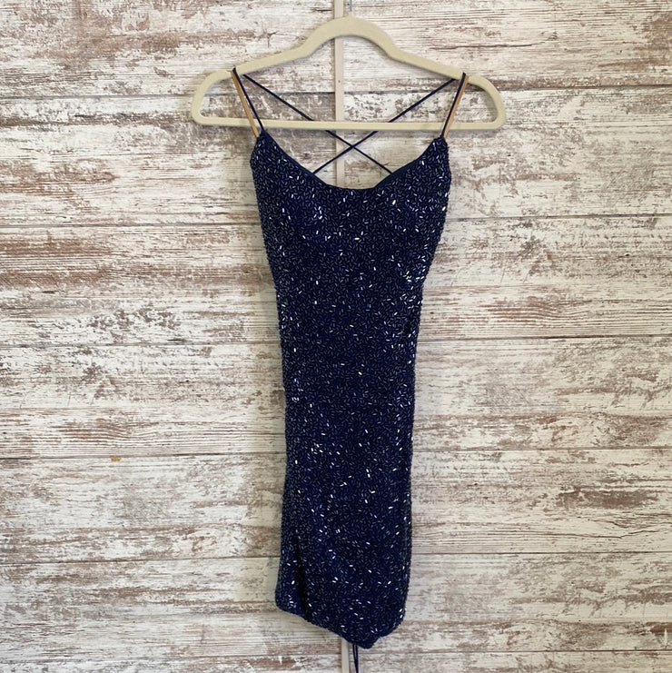 NAVY SPARKLY SHORT DRESS