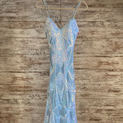 BLUE SPARKLY LONG EVENING GOWN