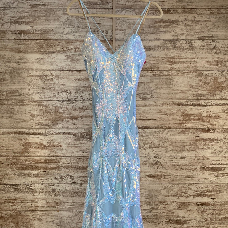 BLUE SPARKLY LONG EVENING GOWN