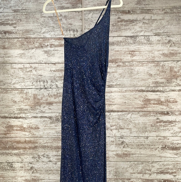 NAVY SPARKLY LONG EVENING GOWN