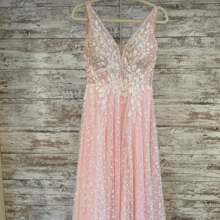 PINK SPARKLY A LINE GOWN