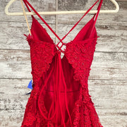 RED/FLORAL A LINE GOWN