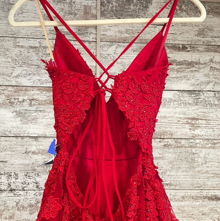 RED/FLORAL A LINE GOWN