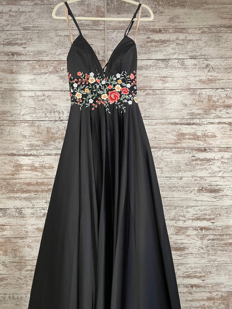BLACK/FLORAL A LINE GOWN (NEW)