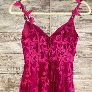 PINK/FLORAL A LINE GOWN