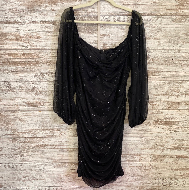 BLACK SPARKLY SHORT DRESS