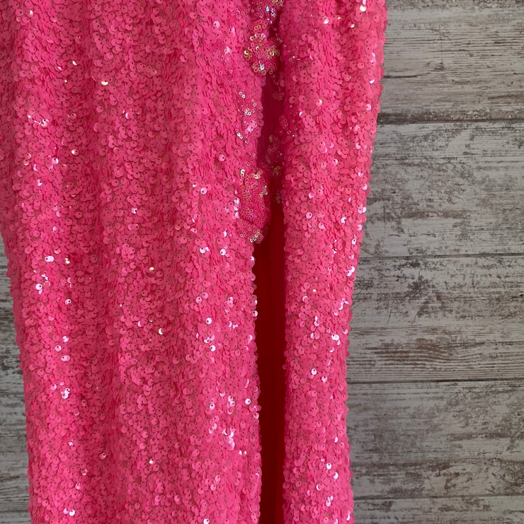 PINK SPARKLY LONG EVENING GOWN
