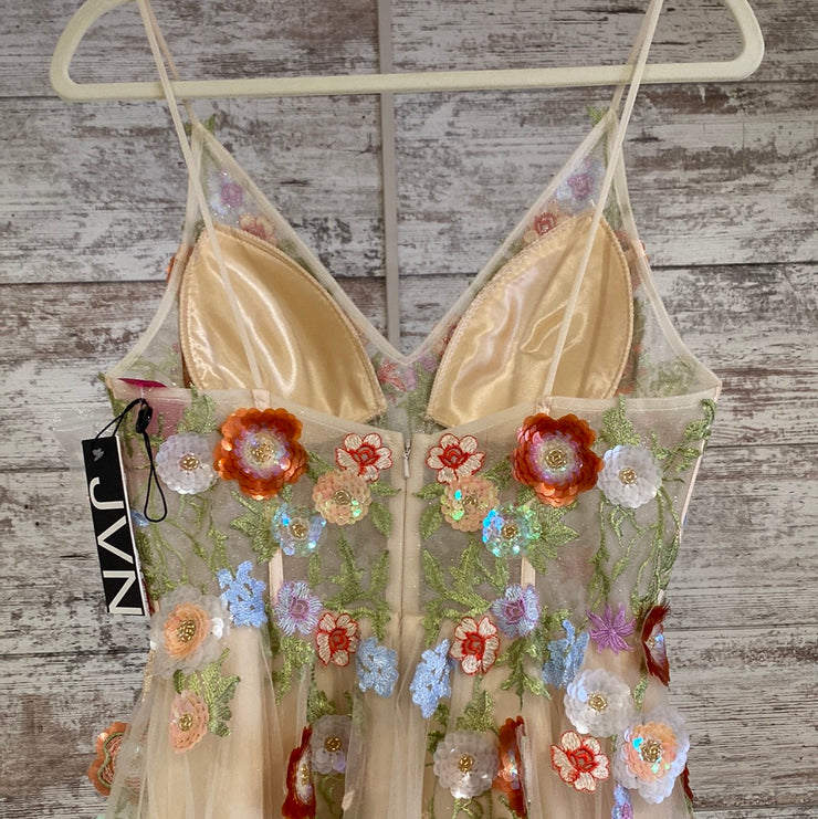 TAN/FLORAL PRINCESS GOWN