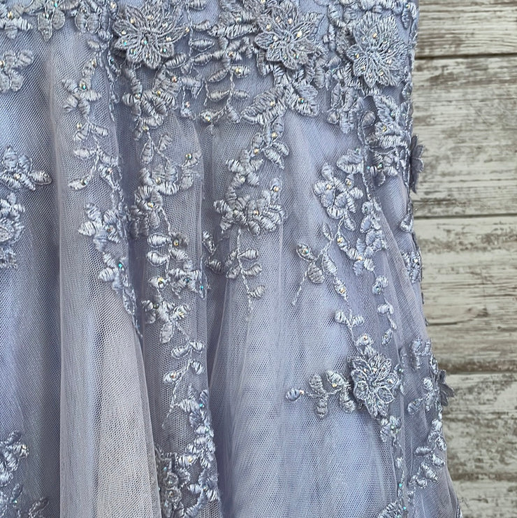 LAVENDER/FLORAL A LINE GOWN