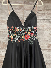 BLACK/FLORAL A LINE GOWN - NEW