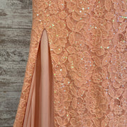 PEACH LACE LONG DRESS (NEW)