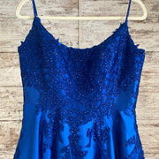 ROYAL BLUE A LINE GOWN