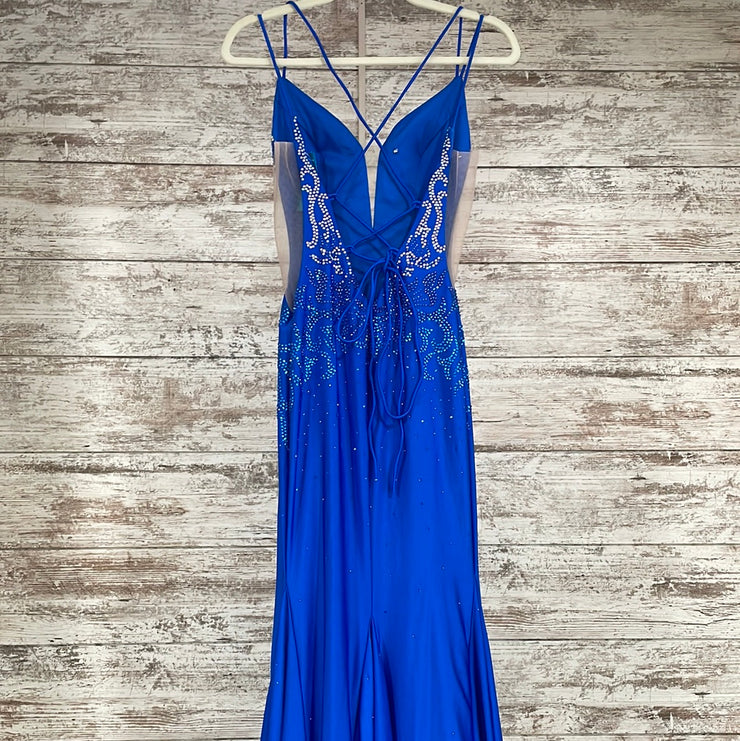 ROYAL BLUE GEMMED LONG DRESS