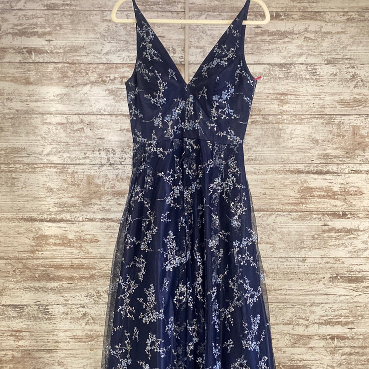 NAVY/SILVER SPARKLY A LINE GOW