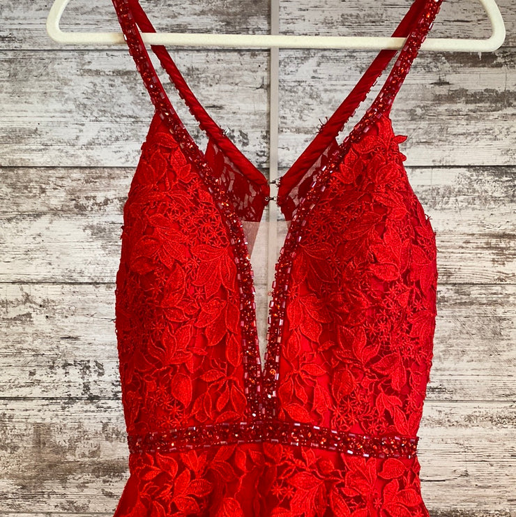 RED FLORAL PRINCESS GOWN