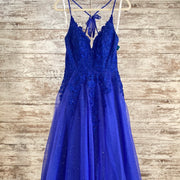 ROYAL BLUE SPARKLY A LINE GOWN