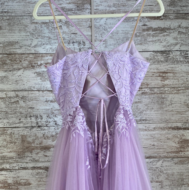 LAVENDER/FLORAL A LINE GOWN