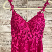 PINK/FLORAL A LINE GOWN