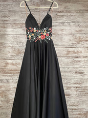 BLACK/FLORAL A LINE GOWN - NEW