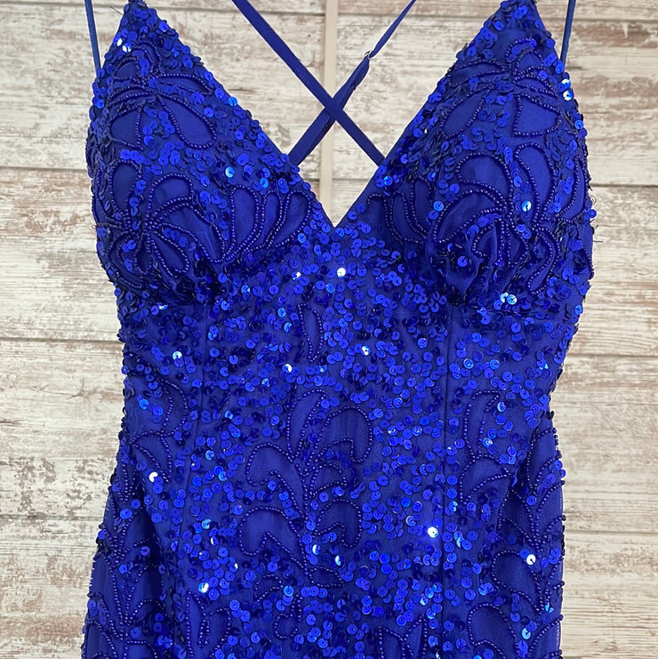 ROYAL BLUE SEQUIN LONG DRESS