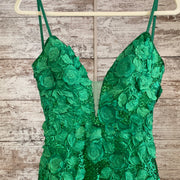GREEN/FLORAL LONG EVENING GOWN