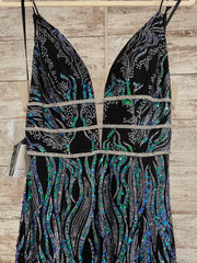 BLACK SPARKLY MERMAID GOWN-NEW