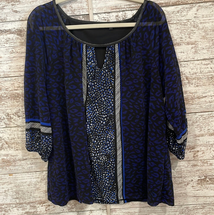 BLUE/BLACK SHEER TOP