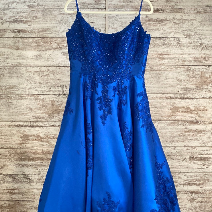 ROYAL BLUE A LINE GOWN